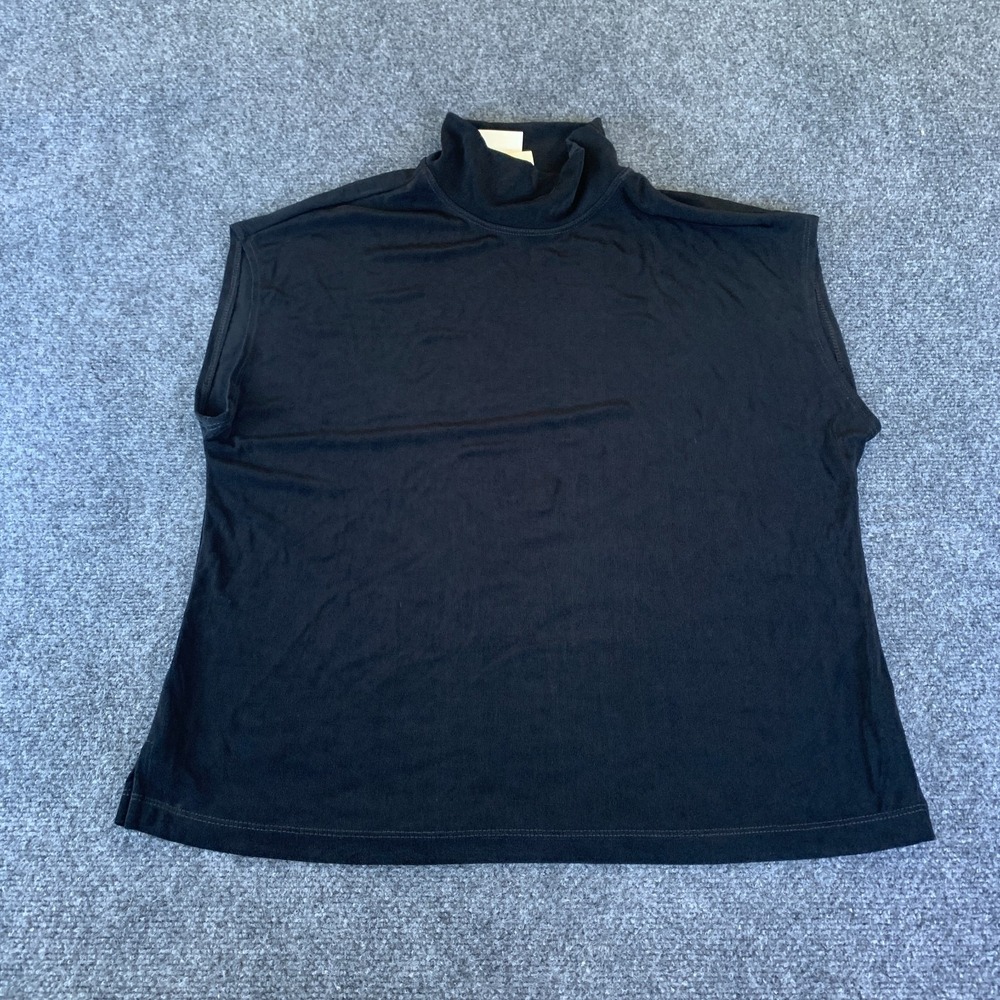 Coldwater Creek Travel Knit Top Womens 2XL Black NEW Mock Neck Cap Sleeve